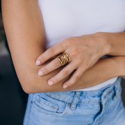 Wide Multi-Ring-Style Ring - Size 52 - Gold-Plated 304 Stainless Steel x1