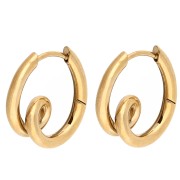 Designer Hoop Earrings, 19x17.5 mm - Gold-Plated 304 Stainless Steel (Set of 2)