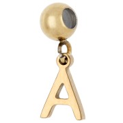 5 mm bead with "A" charm - Gold-plated 304 stainless steel x1