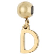 5 mm bead with "D" charm - Gold-plated 304 stainless steel x1