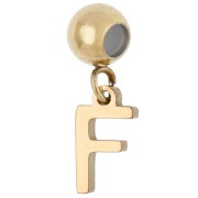 5 mm bead with "F" charm - Gold-plated 304 stainless steel x1