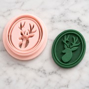 Oval cookie cutter, 26x19 mm - deer head - made of biodegradable polymer - Beige x1