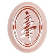 Oval cookie cutter, 25x18 mm - Christmas tree pattern - made of biodegradable polymer - Beige, 1 piece