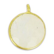 Faceted charm 12mm with pendant in 925 sterling silver Gold Plated/Moonstone x1