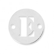 Round spacer 2 holes letter E 8.5 mm Sterling Silver 925 x1