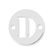 Round spacer 2 holes letter D 8.5 mm Sterling Silver 925 x1