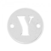 Round spacer 2 holes letter Y 8.5 mm Sterling Silver 925 x1