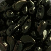 Zoliduo® Left pressed glass beads with two holes 5x8mm Jet Green Luster x20