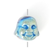 8x8x7mm Synthetic Hematite bead Head of Buddha - Light Green Metallic x1