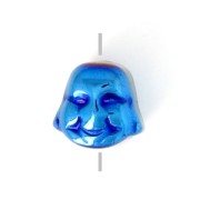 8x8x7mm Synthetic Hematite bead Head of Buddha - Blue Metallic x1