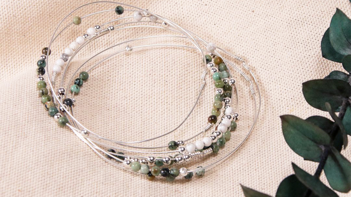 Schema 925 Sterling Silver Weekly Bracelet with Gemstones - African Turquoise and Howlite Schema 925 Sterling Silver Weekly Bracelet with Gemstones - African Turquoise and Howlite