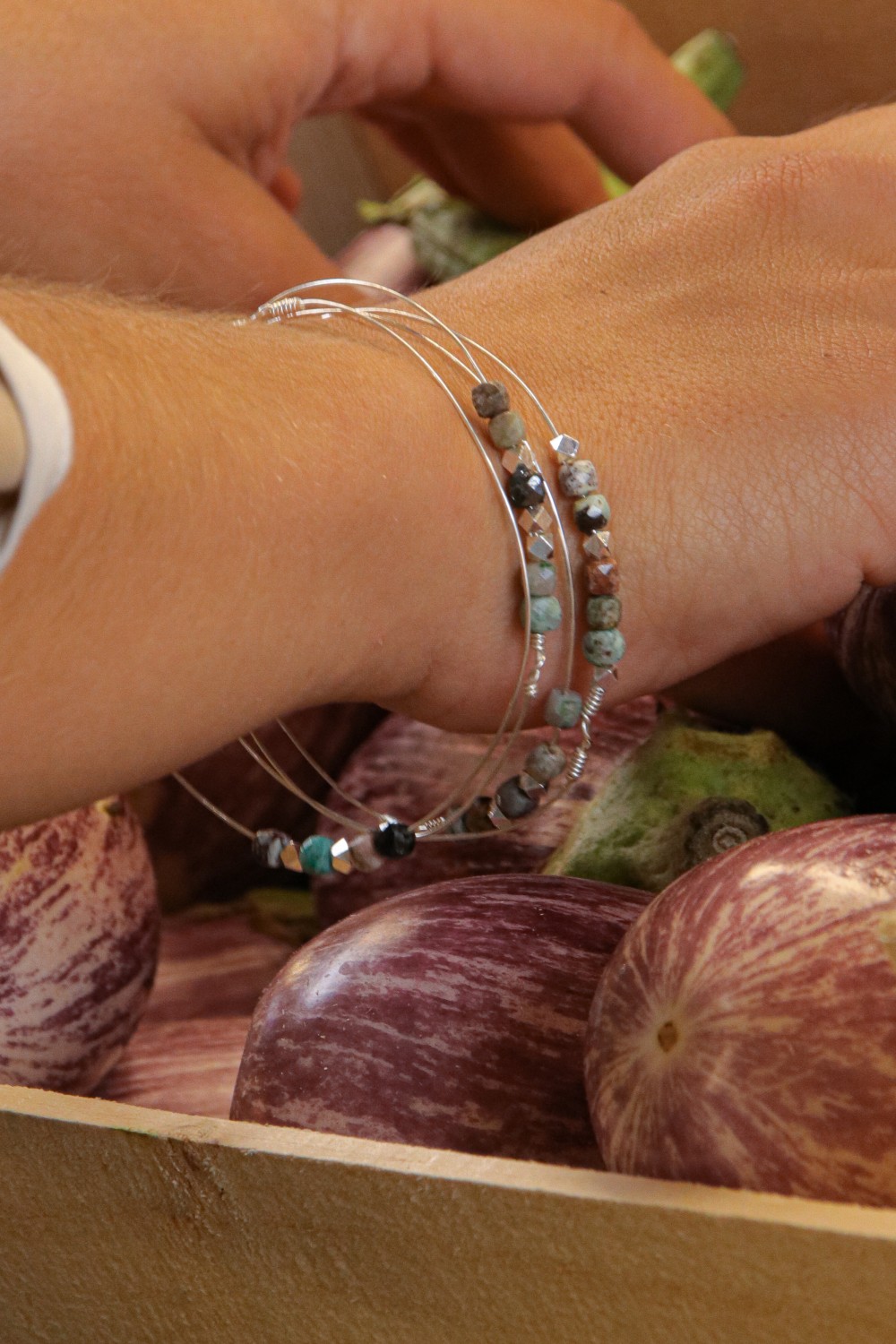 Schema 925 Sterling Silver Weekly Bracelet with Gemstones - African Turquoise and Howlite Schema 925 Sterling Silver Weekly Bracelet with Gemstones - African Turquoise and Howlite