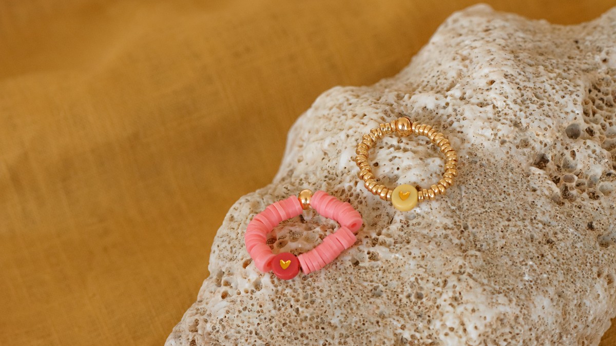 DIY Duo of ring with heart beads, Haishi and Spacer Miyuki DIY Duo of ring with heart beads, Haishi and Spacer Miyuki