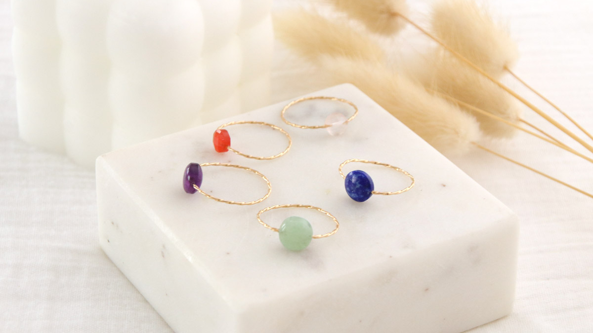 Schema Tuto Rings with Natural Stones twisted wire gold filled Schema Tuto Rings with Natural Stones twisted wire gold filled