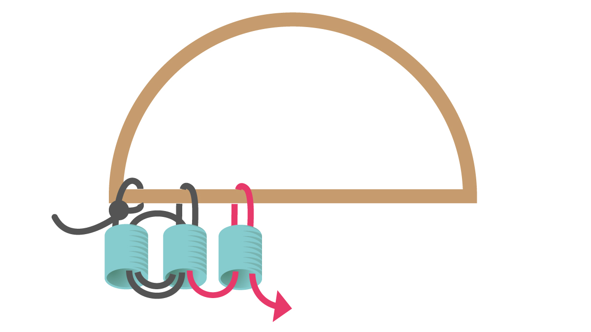 Miyuki Pearl Earrings Half hoop and beaded fringe : Step 3 Miyuki Pearl Earrings Half hoop and beaded fringe : Step 3