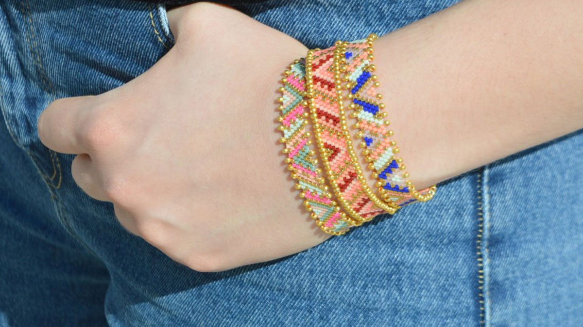 Peyote pair beaded bracelet Miyuki Delicas Peyote pair beaded bracelet Miyuki Delicas