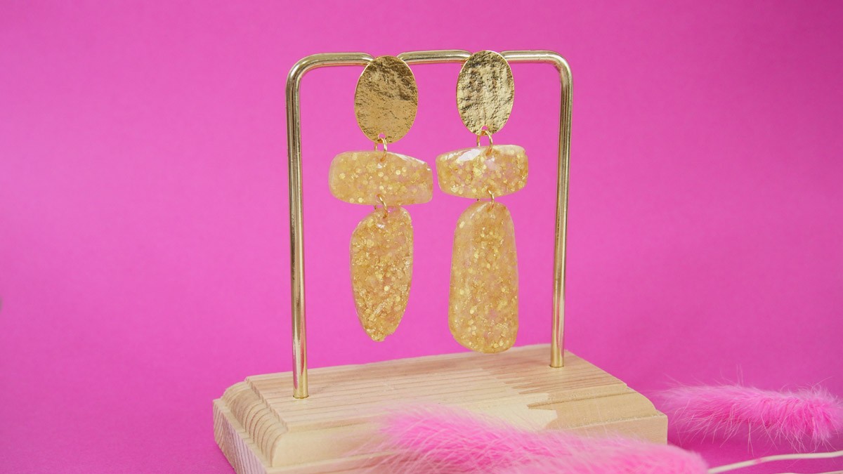 Earrings in epoxy resin and glitter Earrings in epoxy resin and glitter