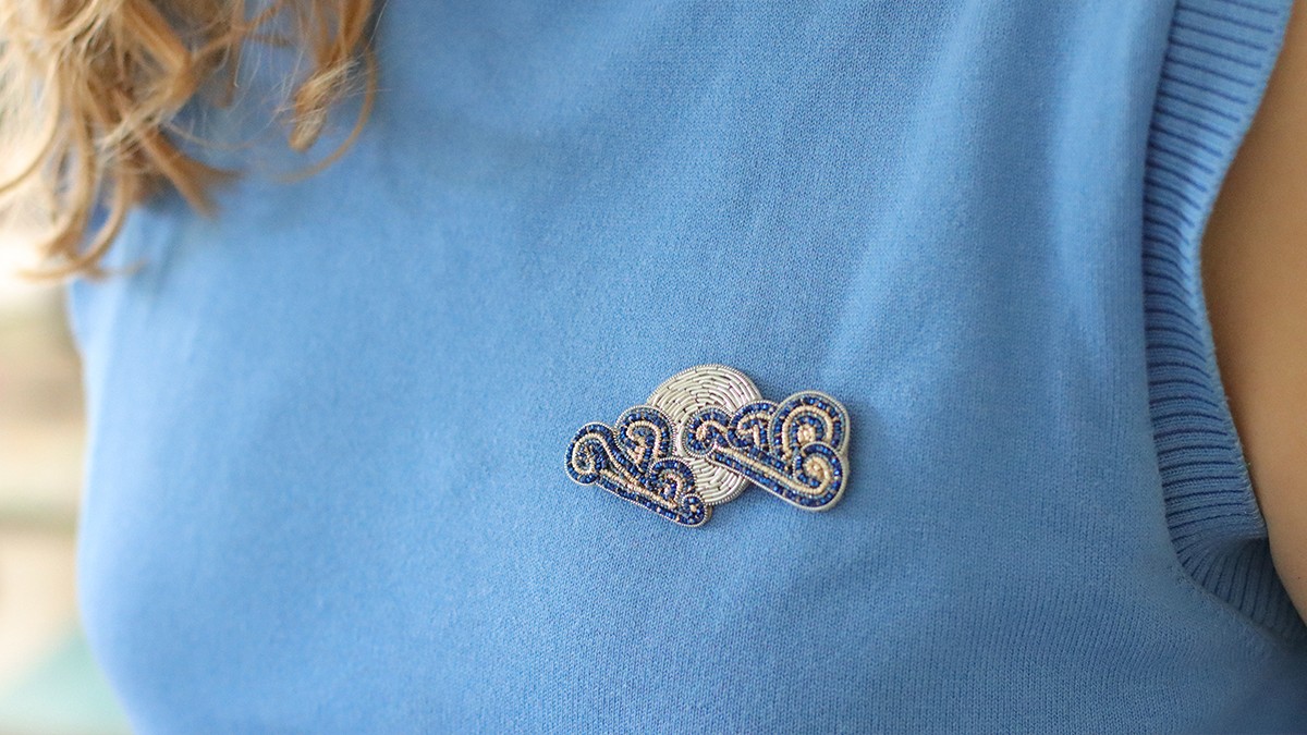 Misty Moon Jewelry Brooch with Cannetille and Kreinik Thread Misty Moon Jewelry Brooch with Cannetille and Kreinik Thread