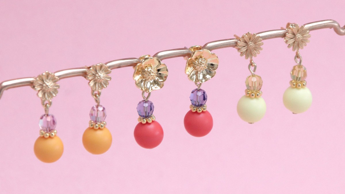 Colorful crystal and pearl earrings Colorful crystal and pearl earrings