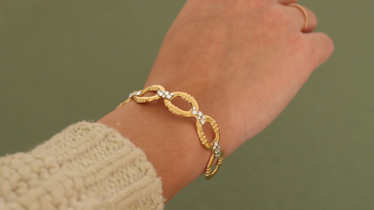 Stainless Steel Gold Strass Bracelet Stainless Steel Gold Strass Bracelet