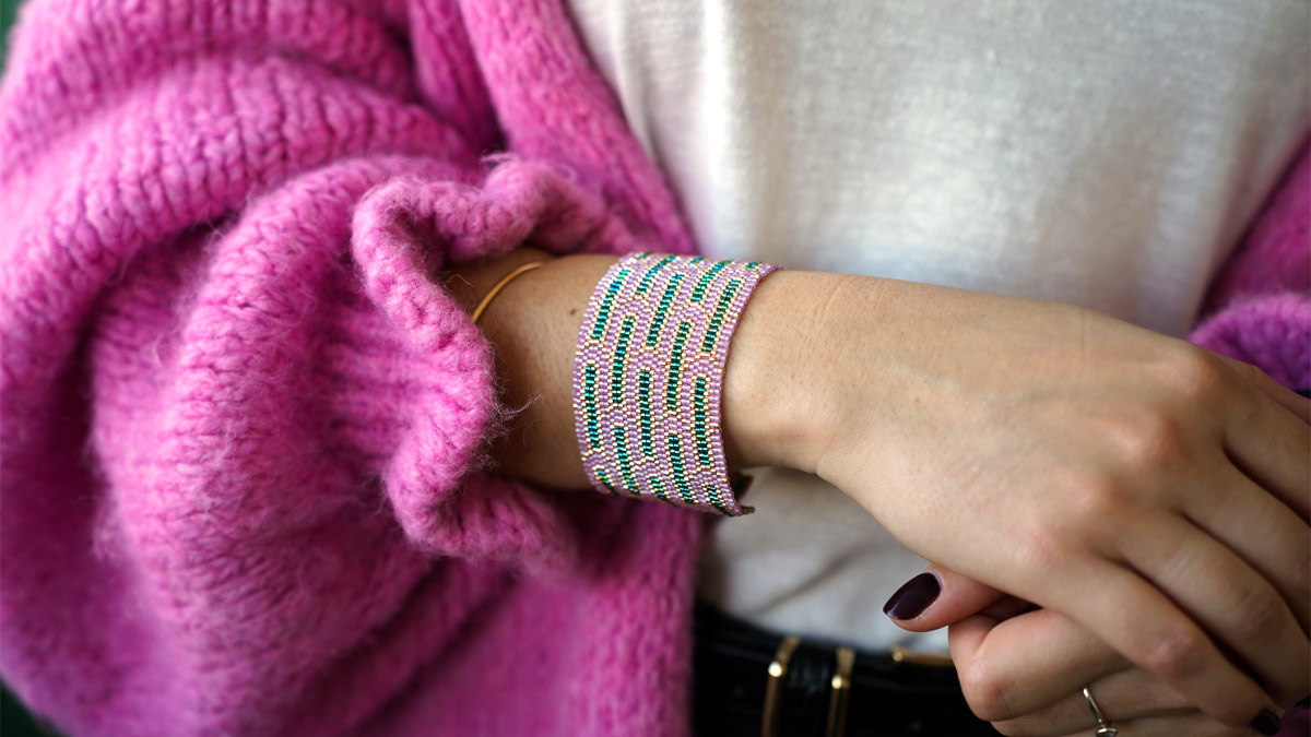 Miyuki Delica 11/0 Peyote Double and Single Art Deco Pattern Bracelet Miyuki Delica 11/0 Peyote Double and Single Art Deco Pattern Bracelet