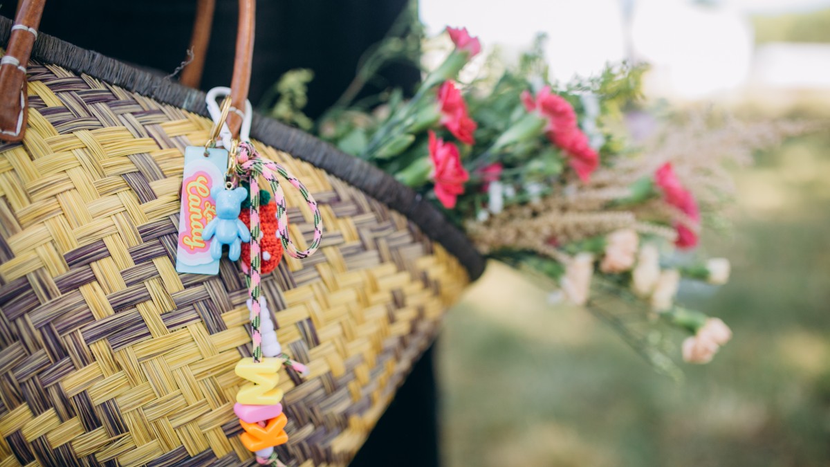 Colorful bag grigri with letter beads Colorful bag grigri with letter beads