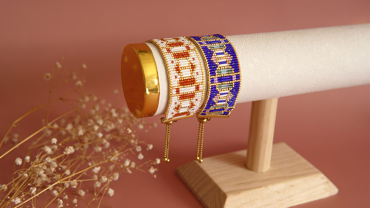 Miyuki loom bracelet in Bugles and Delica Miyuki loom bracelet in Bugles and Delica