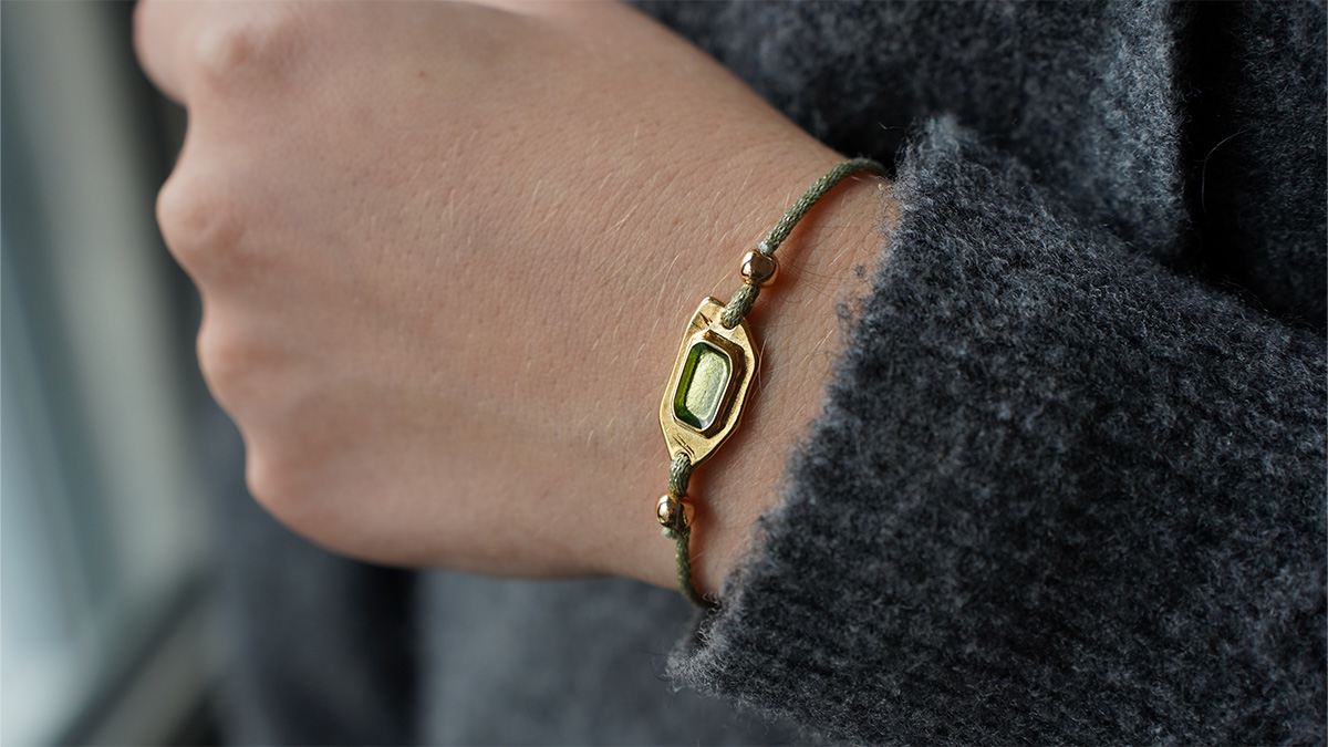 Green cord and spacer bracelet Green cord and spacer bracelet