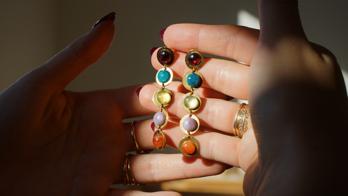 Gemstone pendant earrings Gemstone pendant earrings