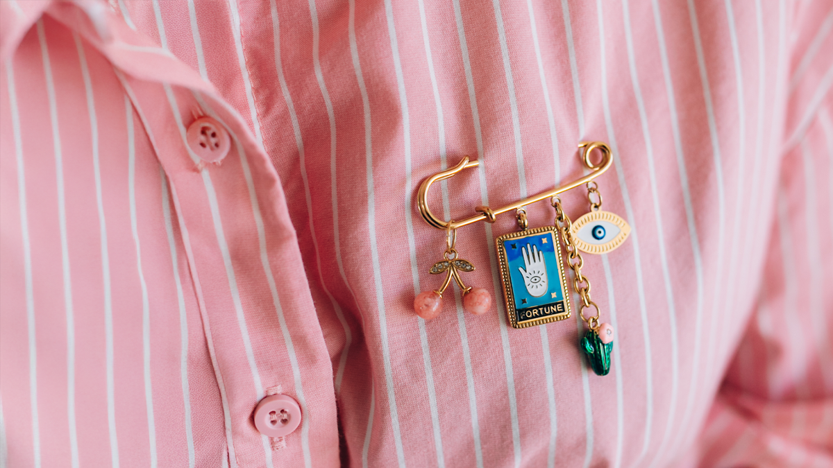 Charm's safety pin brooch Charm's safety pin brooch