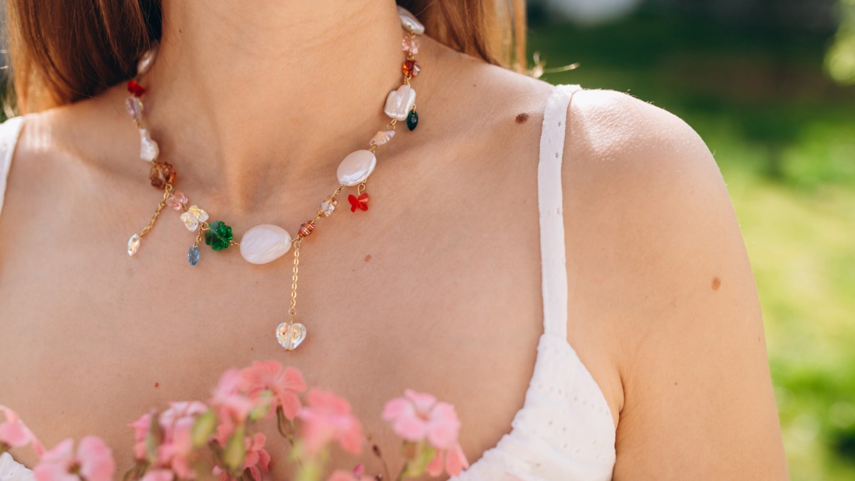 PureCrystal and pearly beads necklace PureCrystal and pearly beads necklace