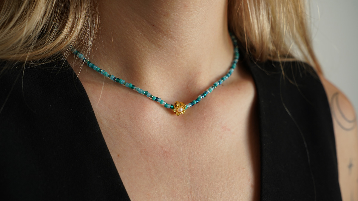 Turquoise Miyuki Seed Bead Necklace Turquoise Miyuki Seed Bead Necklace